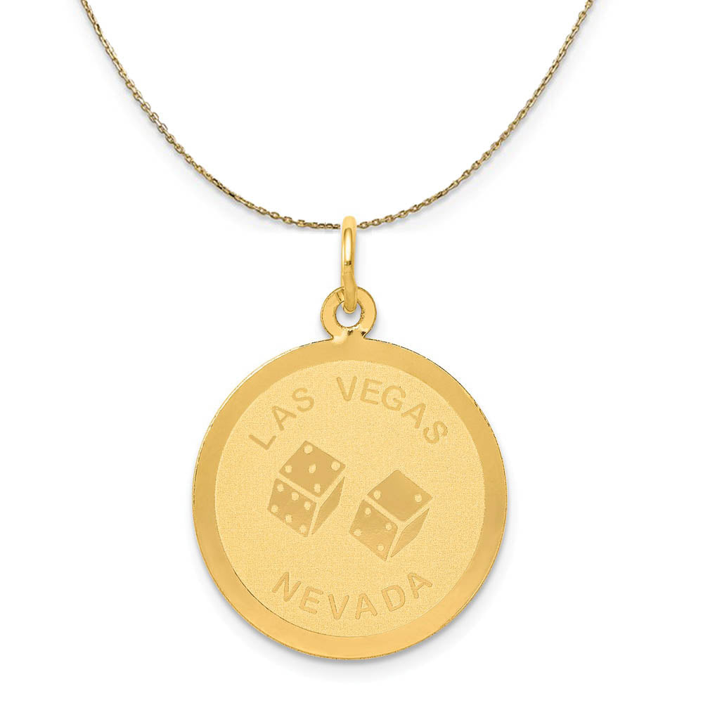 14k Yellow Gold Las Vegas Nevada Disk Necklace, Item N19474 by The Black Bow Jewelry Co.