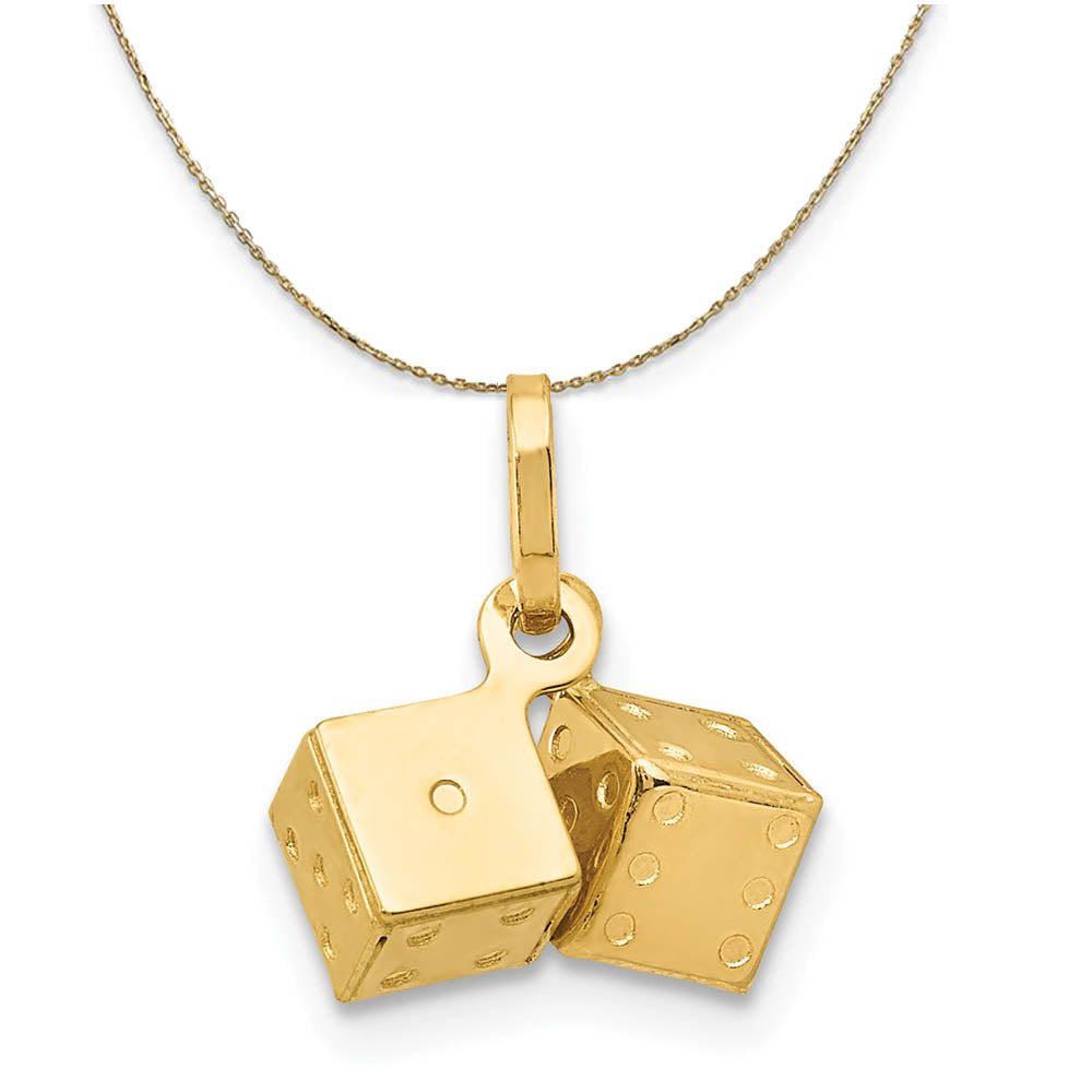14k Yellow Gold Polished Mini Dice Necklace, Item N19475 by The Black Bow Jewelry Co.