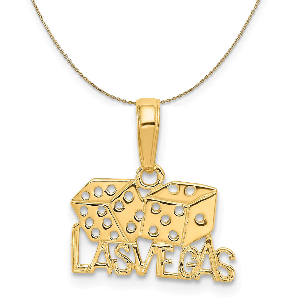14k Yellow Gold Las Vegas Dice Necklace, Item N19476 by The Black Bow Jewelry Co.