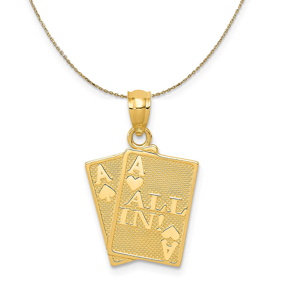 14k Yellow Gold All In! Ace Playing Cards Necklace, Item N19481 by The Black Bow Jewelry Co.