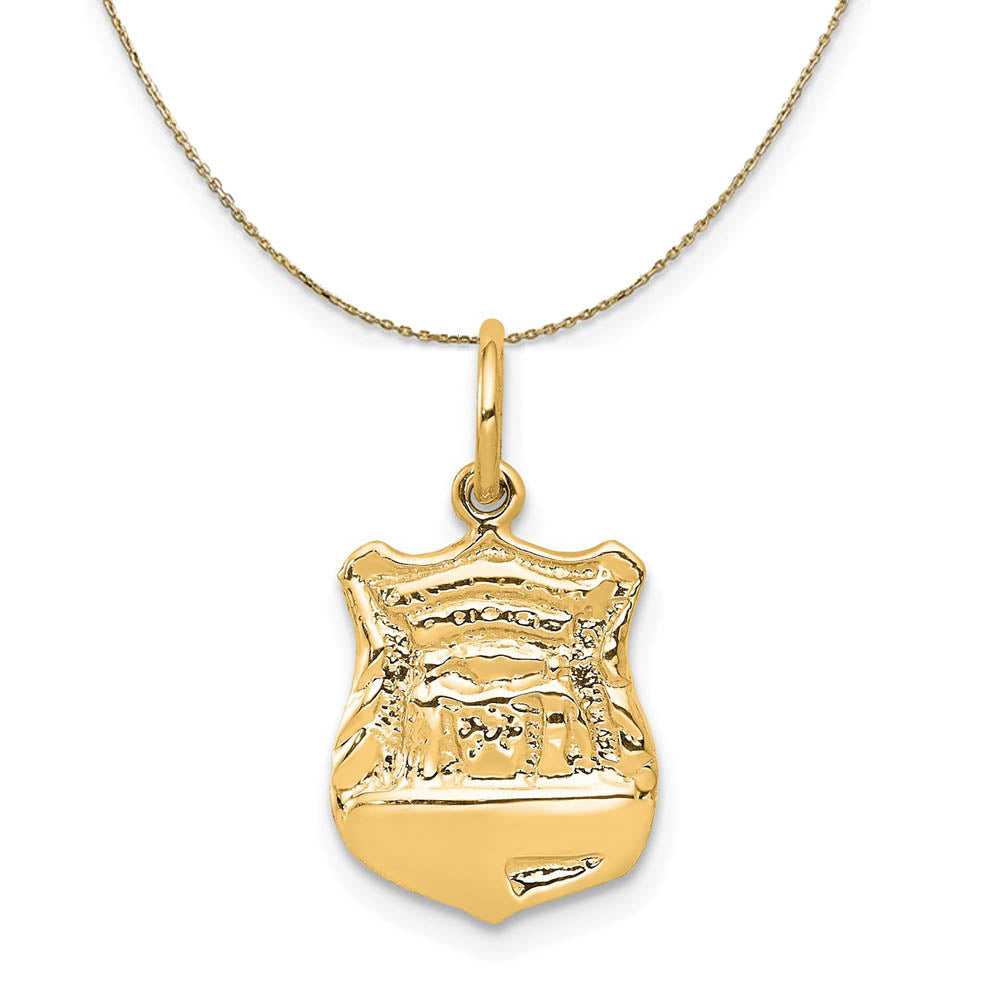 14k Yellow Gold Police Badge Necklace, Item N19521 by The Black Bow Jewelry Co.