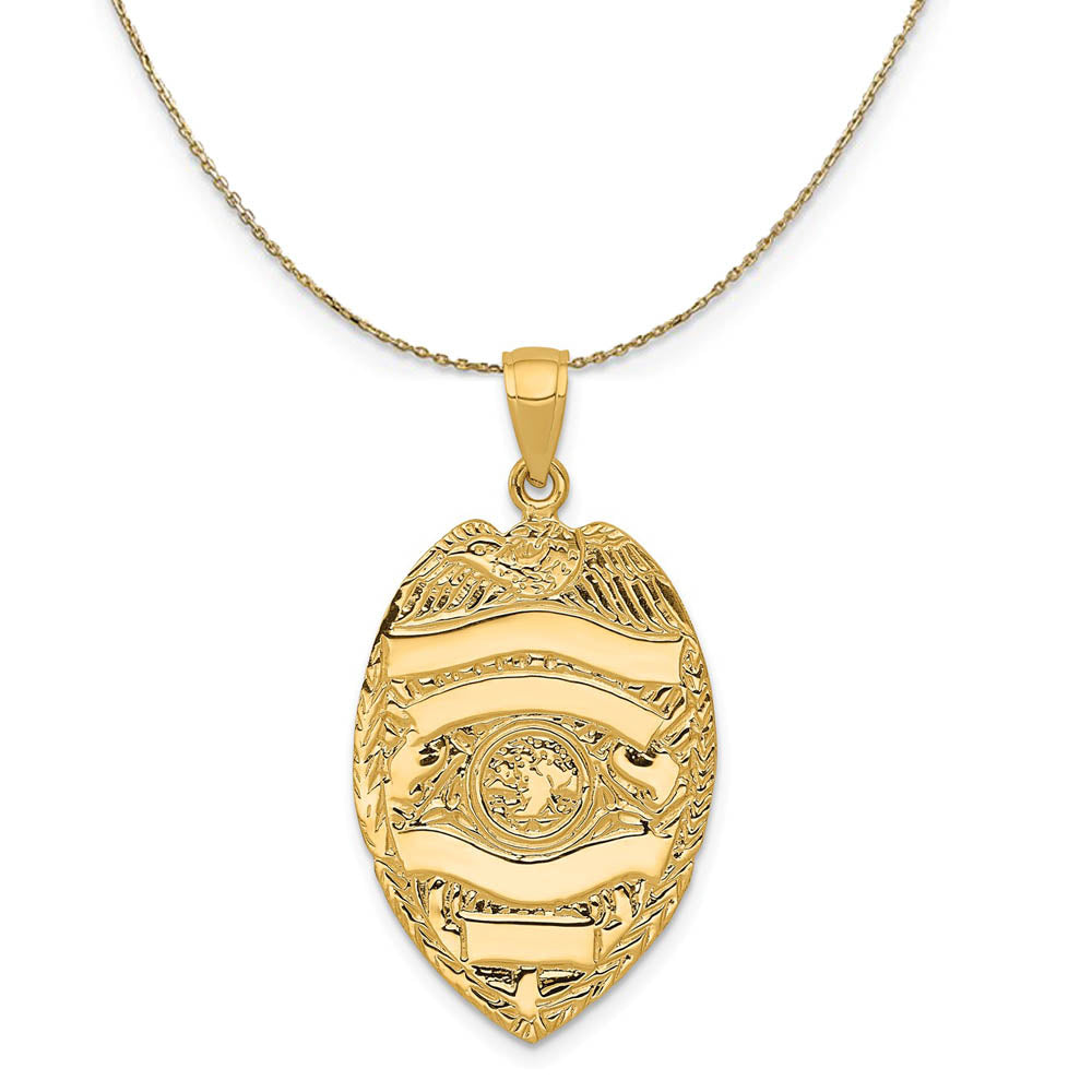 14k Yellow Gold Large Badge Necklace, Item N19525 by The Black Bow Jewelry Co.