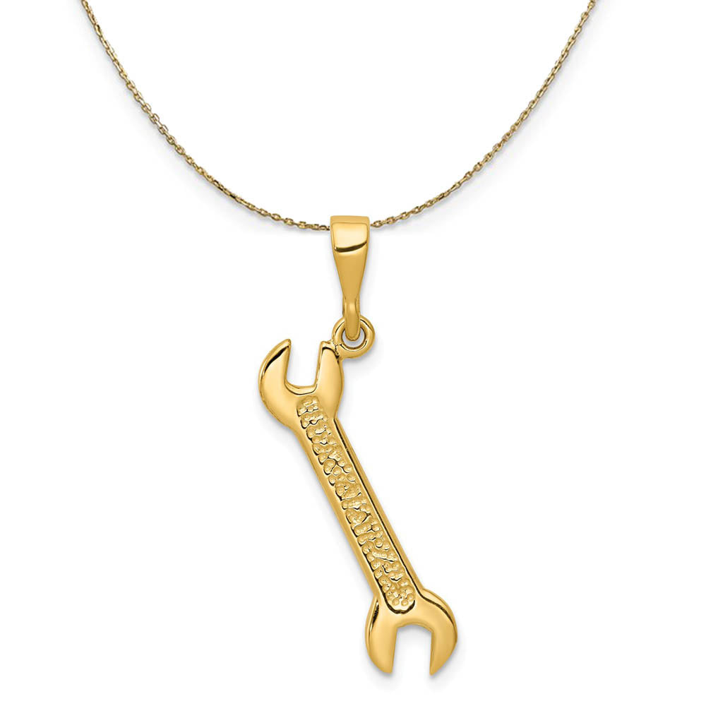 14k Yellow Gold Wrench Necklace, Item N19532 by The Black Bow Jewelry Co.