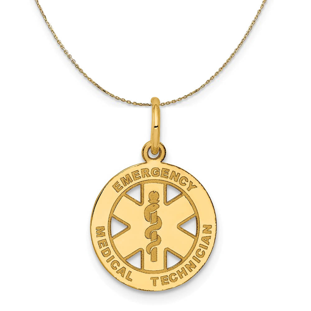 14k Yellow Gold Emergency Medical Tech Disk Necklace, 13mm, Item N19553 by The Black Bow Jewelry Co.