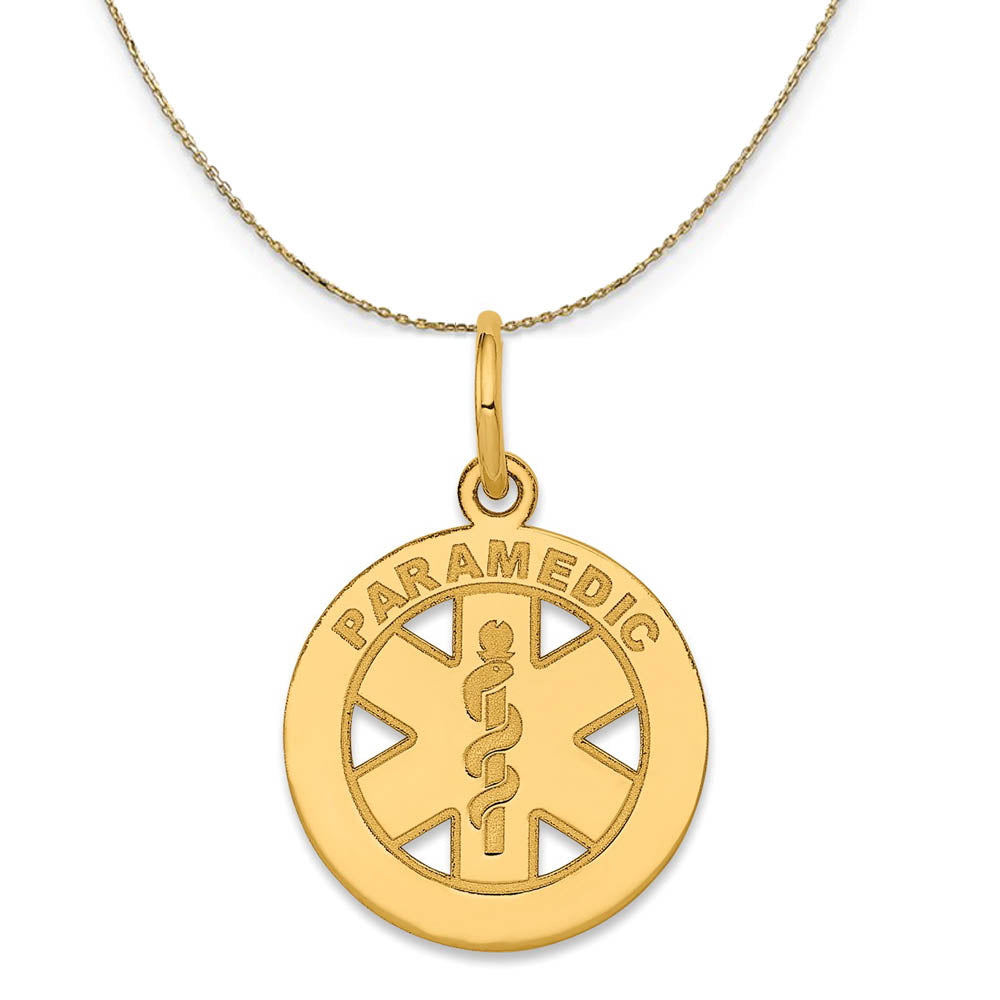14k Yellow Gold Paramedic Medical Disk Necklace, 13mm, Item N19556 by The Black Bow Jewelry Co.