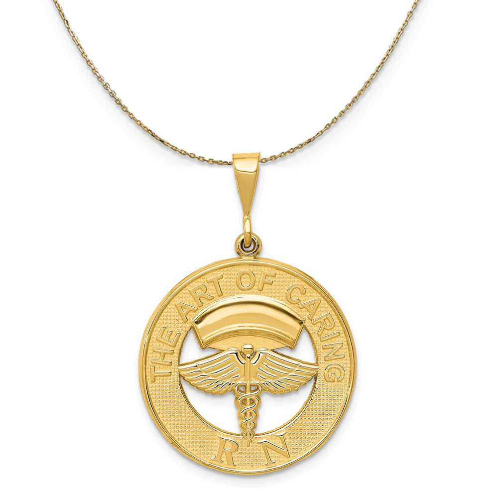14k Yellow Gold The Art of Caring RN Necklace, Item N19558 by The Black Bow Jewelry Co.