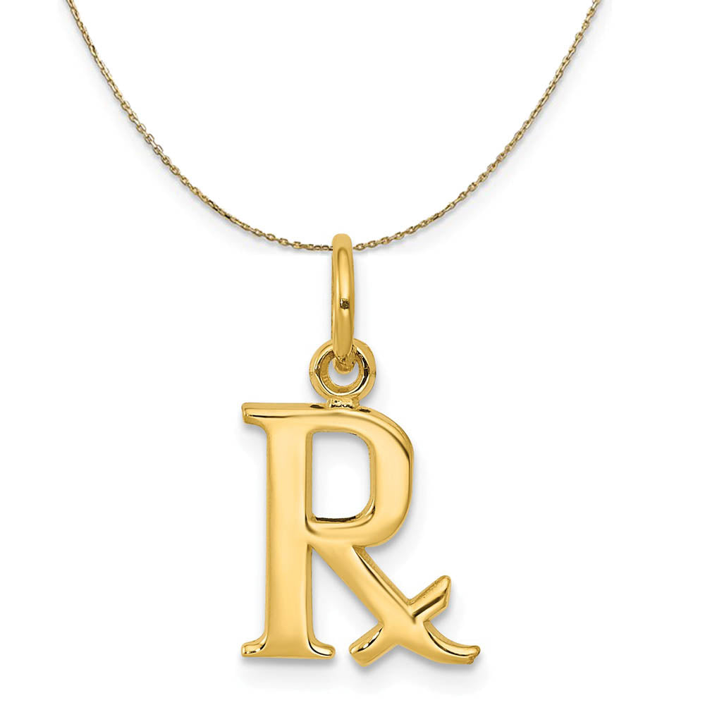 14k Yellow Gold Prescription Symbol RX Necklace, Item N19576 by The Black Bow Jewelry Co.