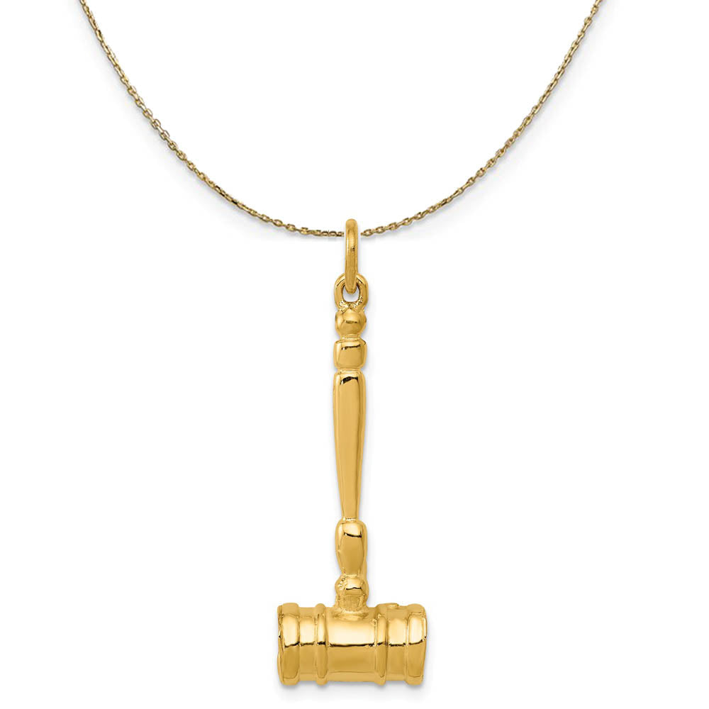 14k Yellow Gold Gavel Polished Necklace, Item N19587 by The Black Bow Jewelry Co.