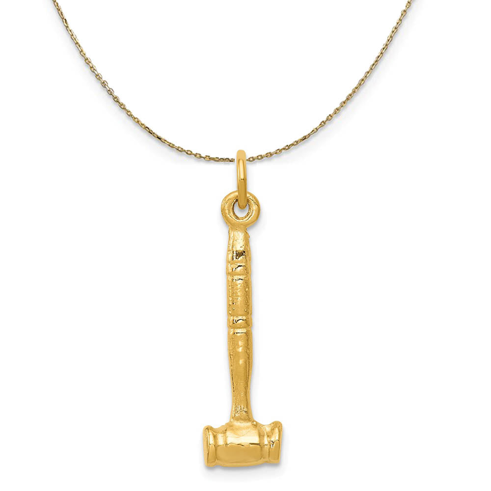 14k Yellow Gold Gavel Necklace, Item N19588 by The Black Bow Jewelry Co.