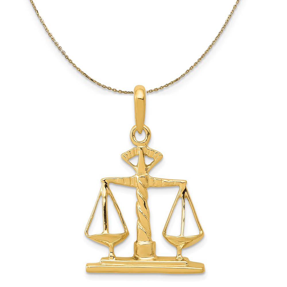 14k Yellow Gold Scales of Justice Polished Necklace, Item N19589 by The Black Bow Jewelry Co.