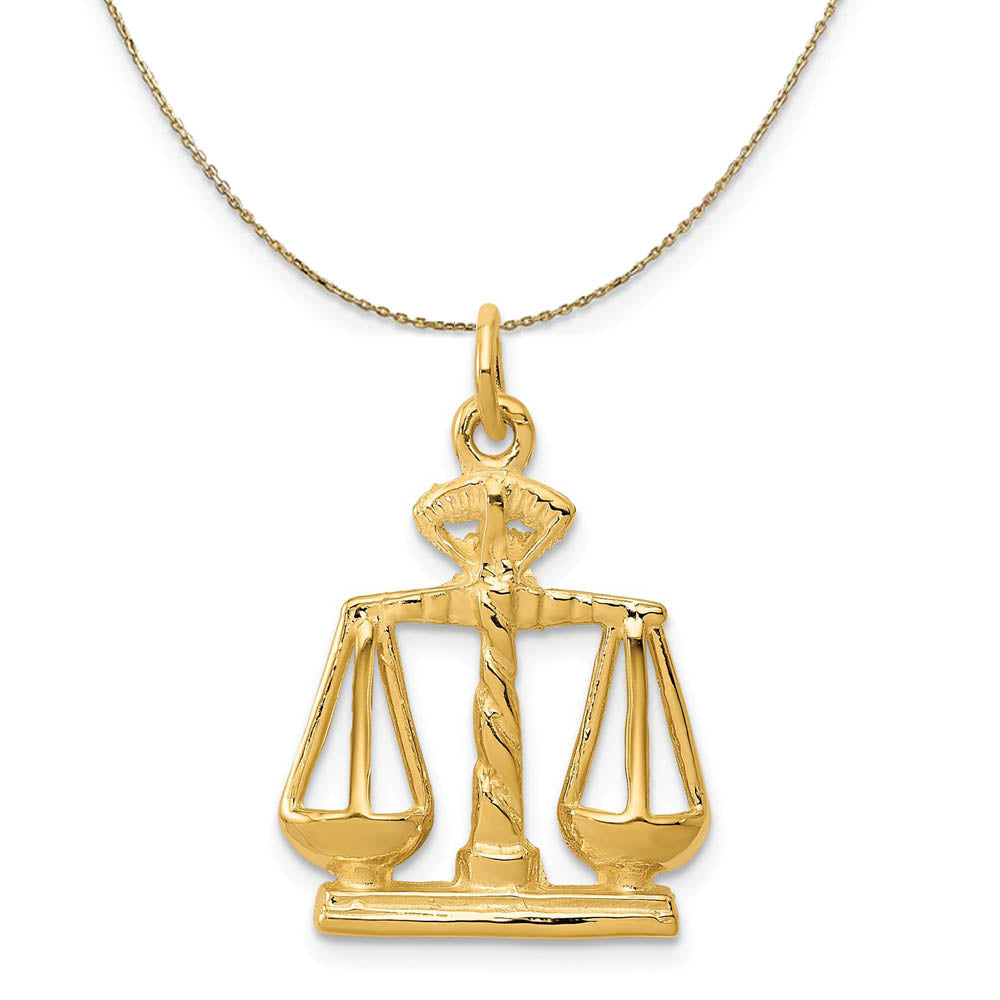 14k Yellow Gold Textured Scales of Justice Necklace, Item N19592 by The Black Bow Jewelry Co.