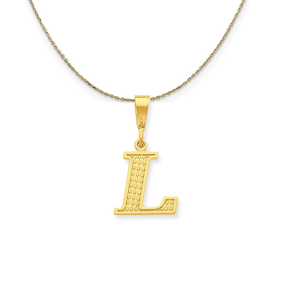 14k Yellow Gold, Ashley, Initial L Necklace, Item N19605 by The Black Bow Jewelry Co.