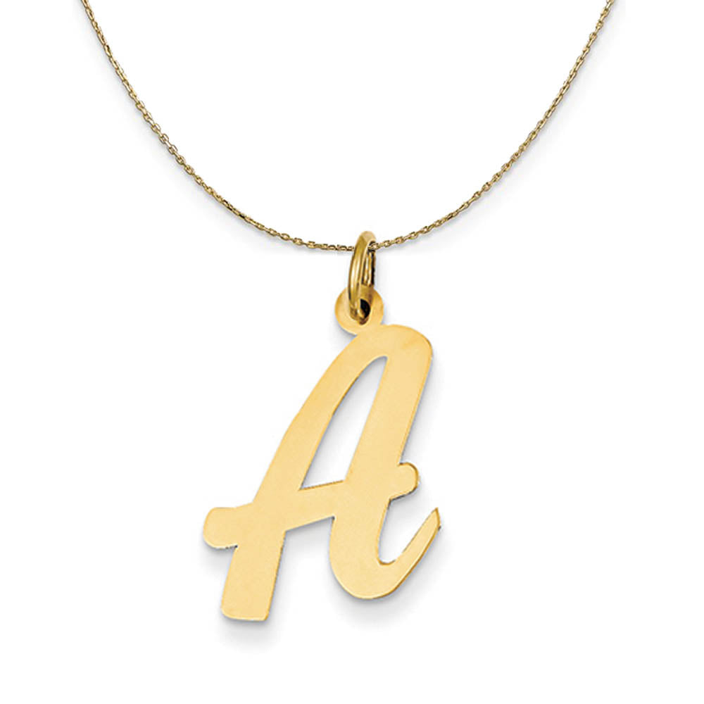 14k Yellow Gold Madison LG Classic Script Initial A Necklace, Item N19636 by The Black Bow Jewelry Co.