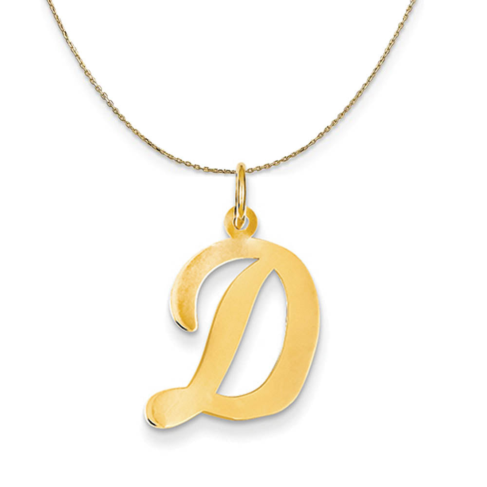 14k Yellow Gold Madison LG Classic Script Initial D Necklace, Item N19639 by The Black Bow Jewelry Co.