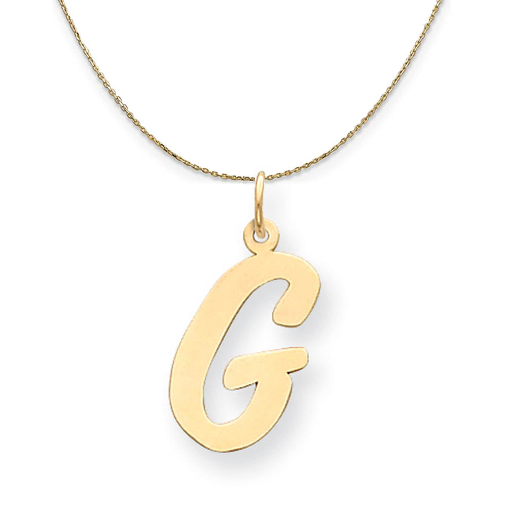 14k Yellow Gold Madison LG Classic Script Initial G Necklace, Item N19642 by The Black Bow Jewelry Co.