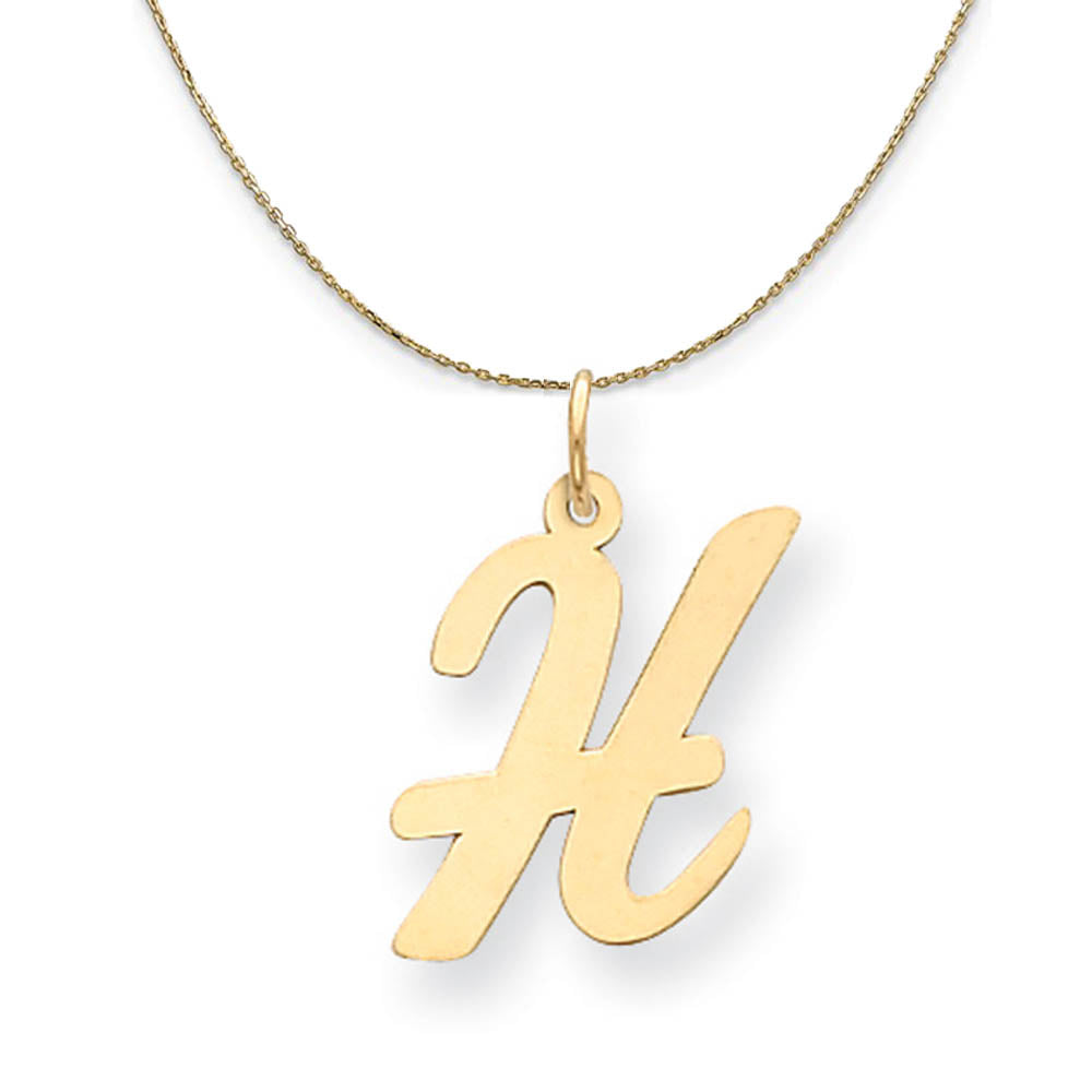 14k Yellow Gold Madison LG Classic Script Initial H Necklace, Item N19643 by The Black Bow Jewelry Co.