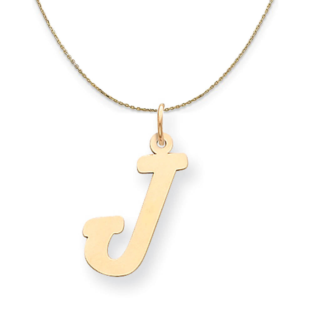 14k Yellow Gold Madison LG Classic Script Initial J Necklace, Item N19645 by The Black Bow Jewelry Co.