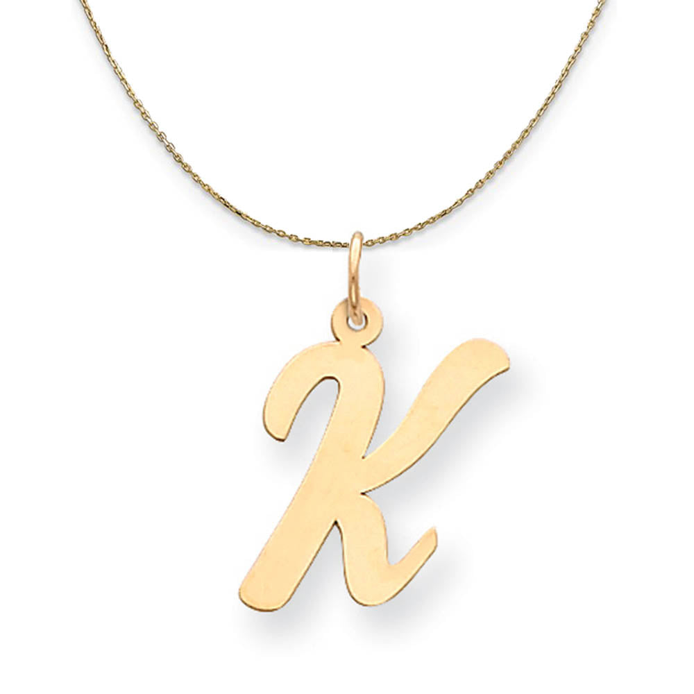 14k Yellow Gold Madison LG Classic Script Initial K Necklace, Item N19646 by The Black Bow Jewelry Co.