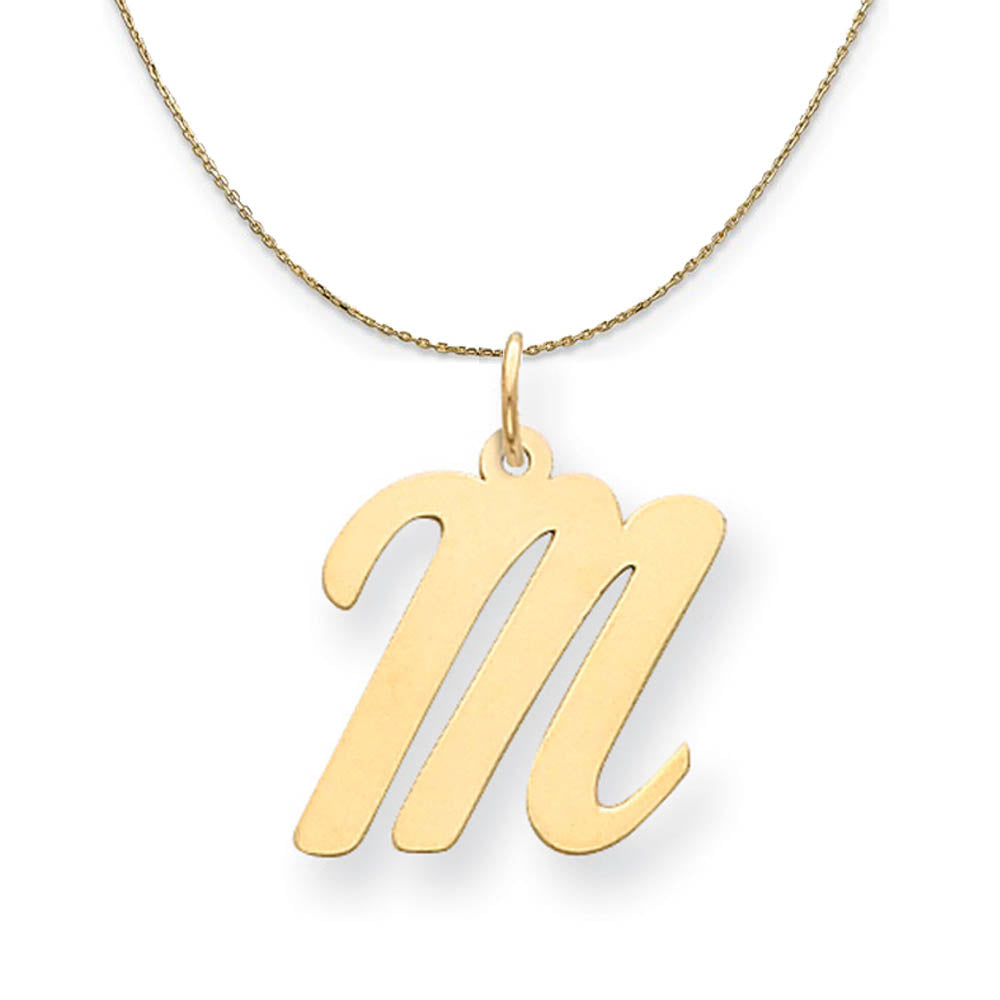 14k Yellow Gold Madison LG Classic Script Initial M Necklace, Item N19648 by The Black Bow Jewelry Co.