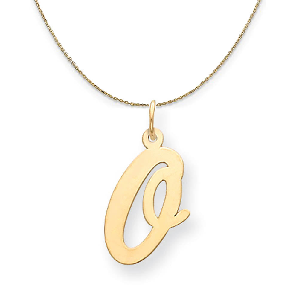 14k Yellow Gold Madison LG Classic Script Initial O Necklace, Item N19650 by The Black Bow Jewelry Co.