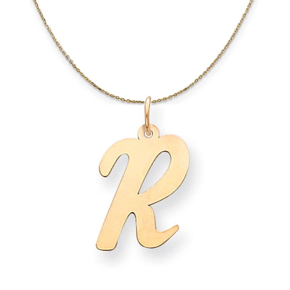 14k Yellow Gold Madison LG Classic Script Initial R Necklace, Item N19652 by The Black Bow Jewelry Co.