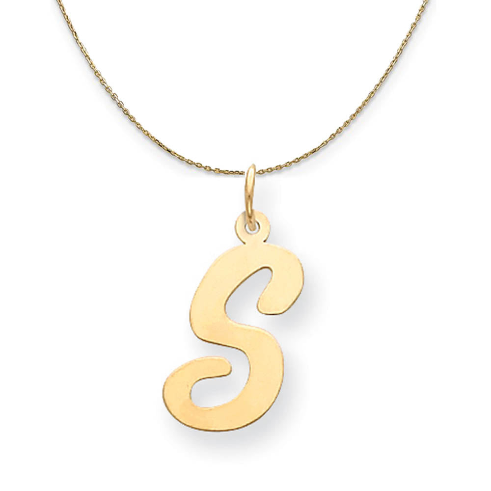 14k Yellow Gold Madison LG Classic Script Initial S Necklace, Item N19653 by The Black Bow Jewelry Co.