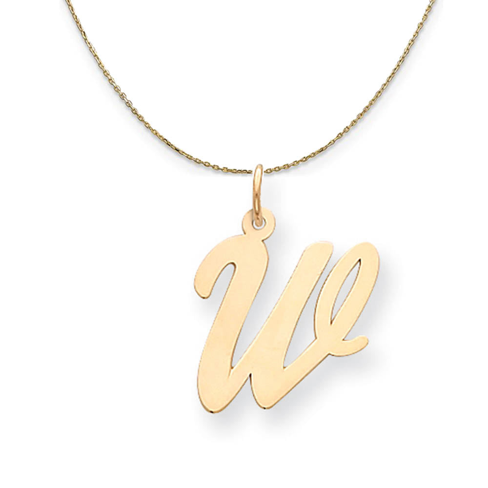 14k Yellow Gold Madison LG Classic Script Initial W Necklace, Item N19656 by The Black Bow Jewelry Co.