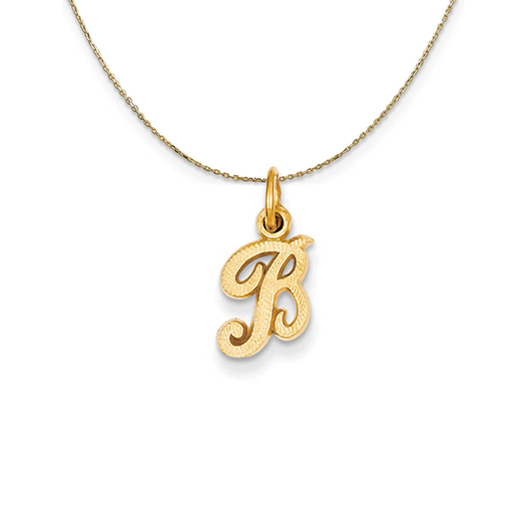 Sadie 14k Yellow Gold Satin Script Initial Necklace Letter B, Item N19658 by The Black Bow Jewelry Co.
