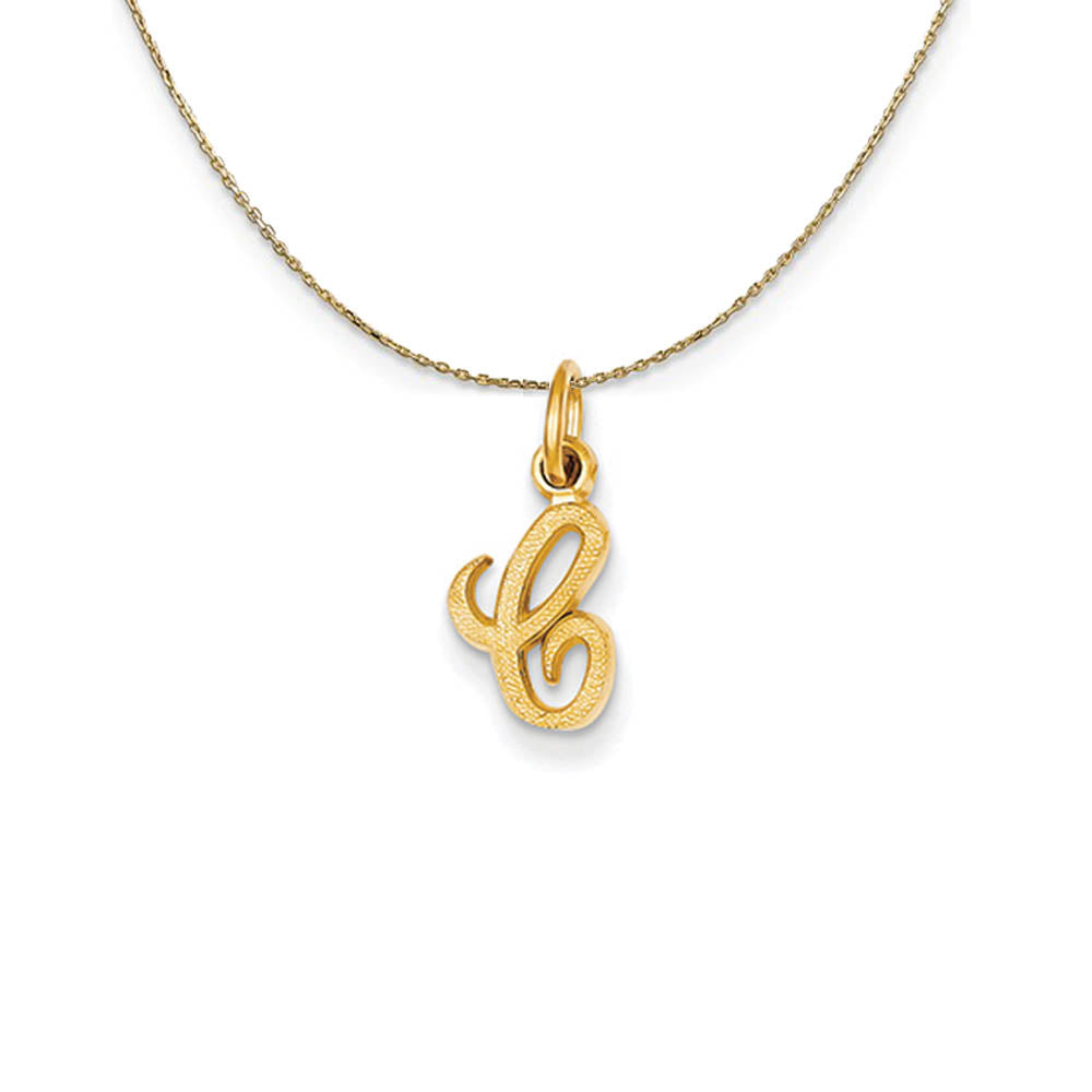 Sadie 14k Yellow Gold Satin Script Initial Necklace Letter C, Item N19659 by The Black Bow Jewelry Co.