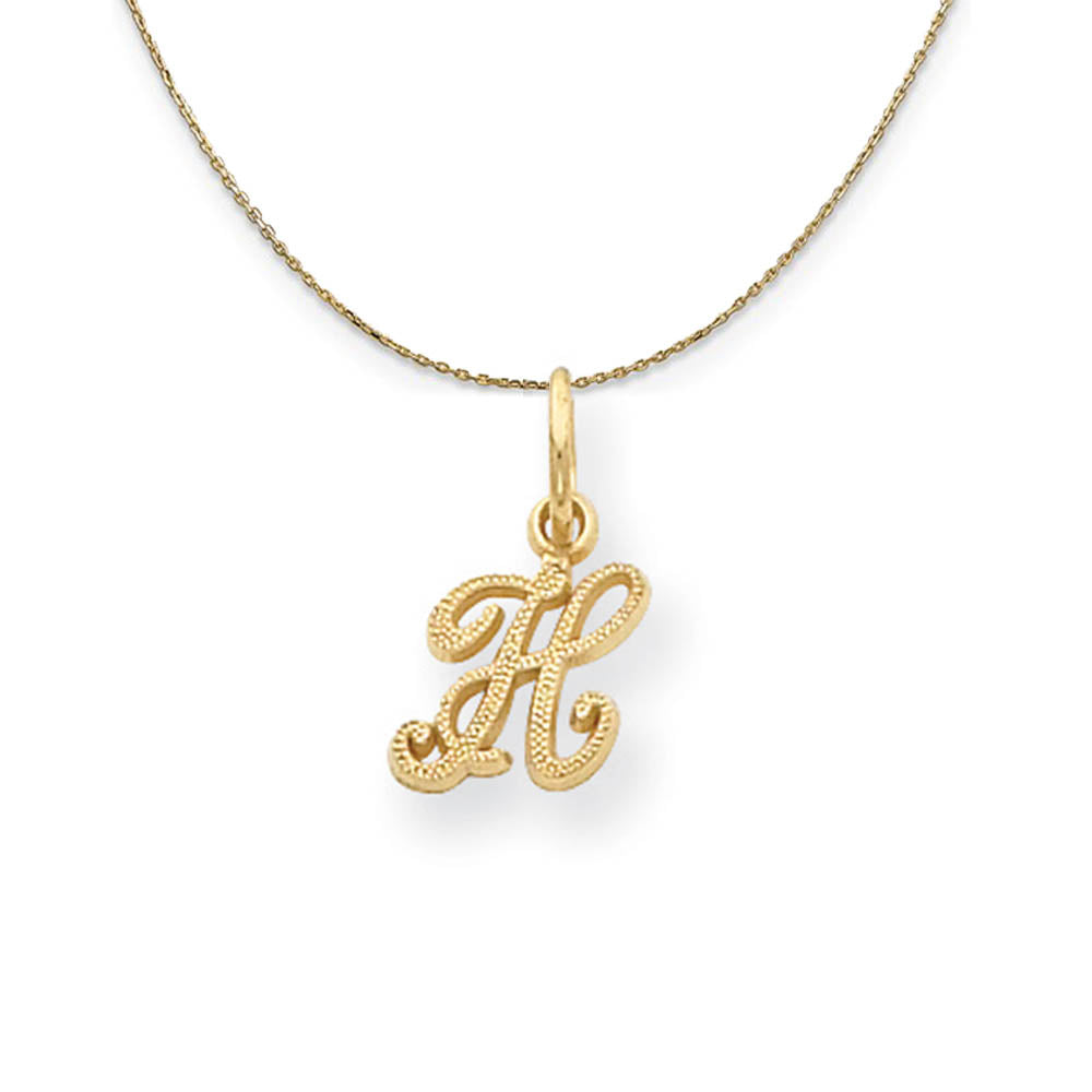 Sadie 14k Yellow Gold Satin Script Initial Necklace Letter H, Item N19664 by The Black Bow Jewelry Co.