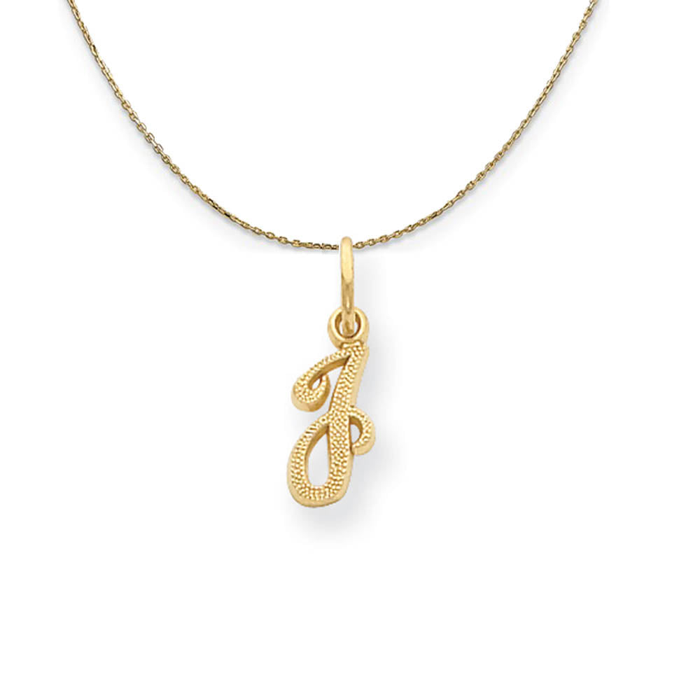 Sadie 14k Yellow Gold Satin Script Initial Necklace Letter J, Item N19665 by The Black Bow Jewelry Co.
