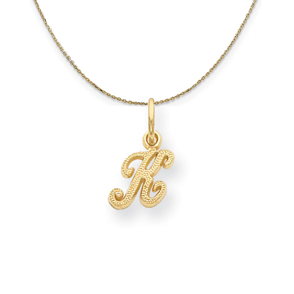 Sadie 14k Yellow Gold Satin Script Initial Necklace Letter K, Item N19666 by The Black Bow Jewelry Co.