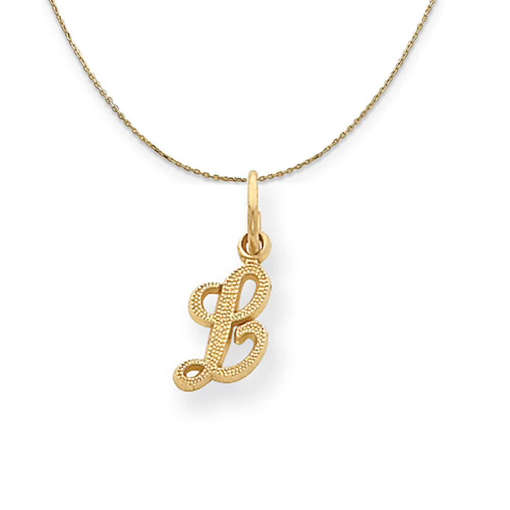Sadie 14k Yellow Gold Satin Script Initial Necklace Letter L, Item N19667 by The Black Bow Jewelry Co.