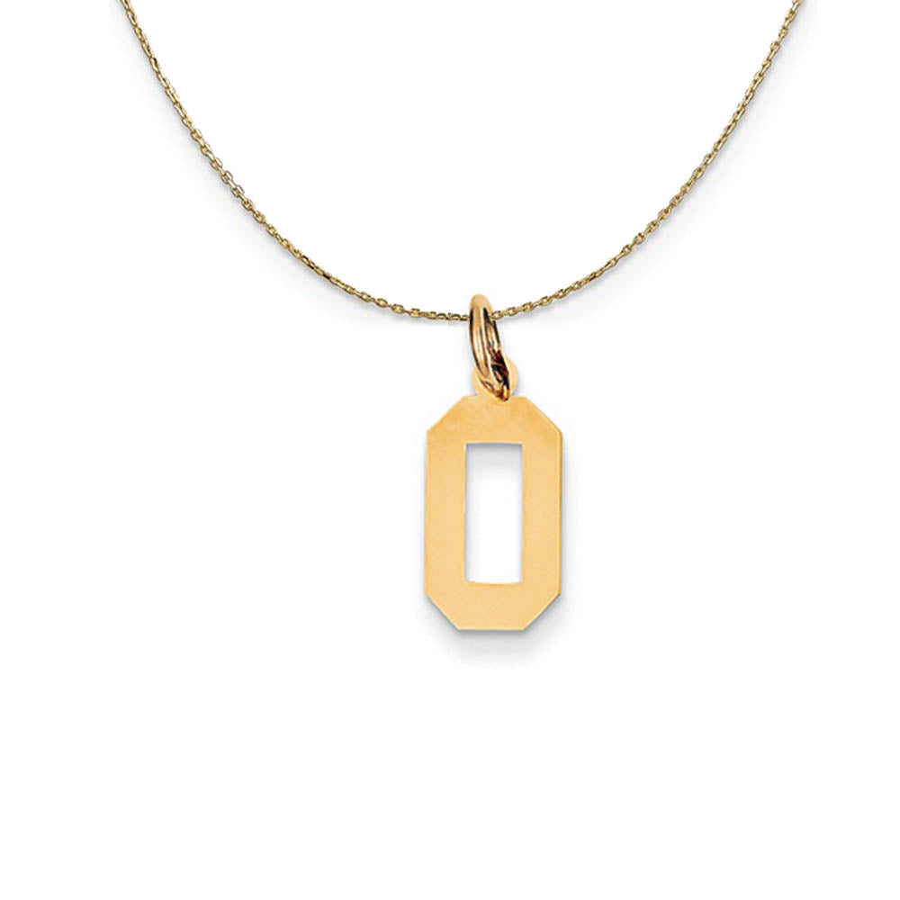 14k Yellow Gold, Athletic, Sm Polished Number 0 Necklace, Item N19675 by The Black Bow Jewelry Co.