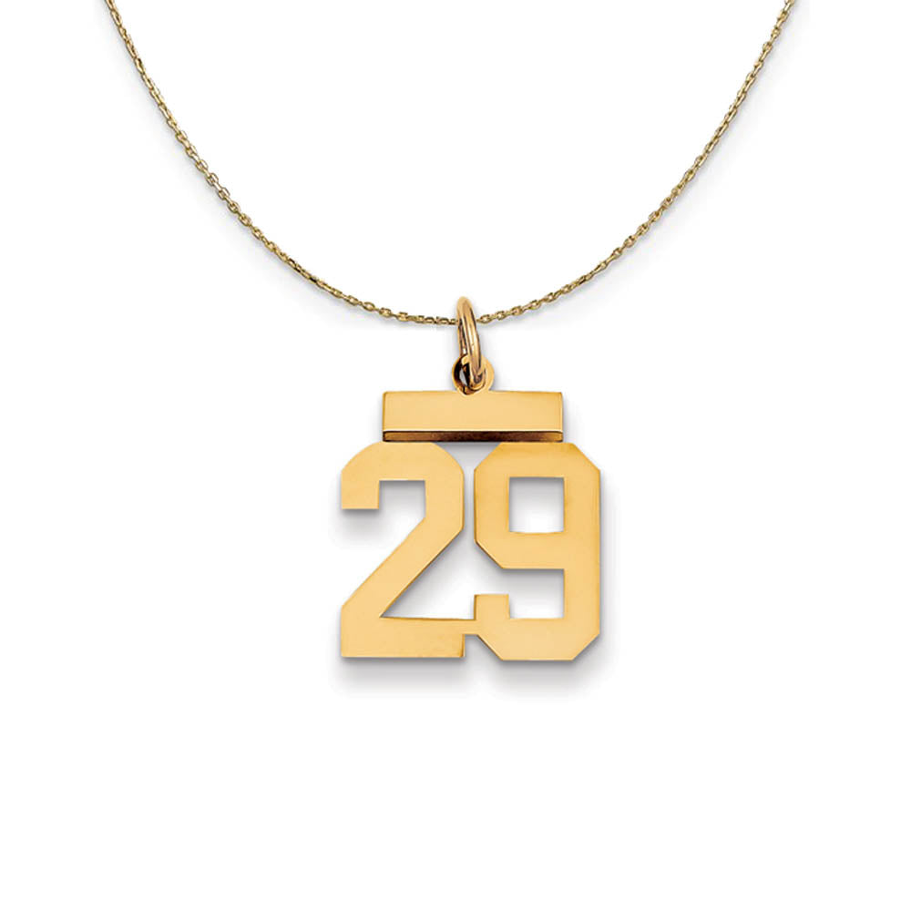 14k Yellow Gold, Athletic, Sm Polished Number 29 Necklace, Item N19697 by The Black Bow Jewelry Co.