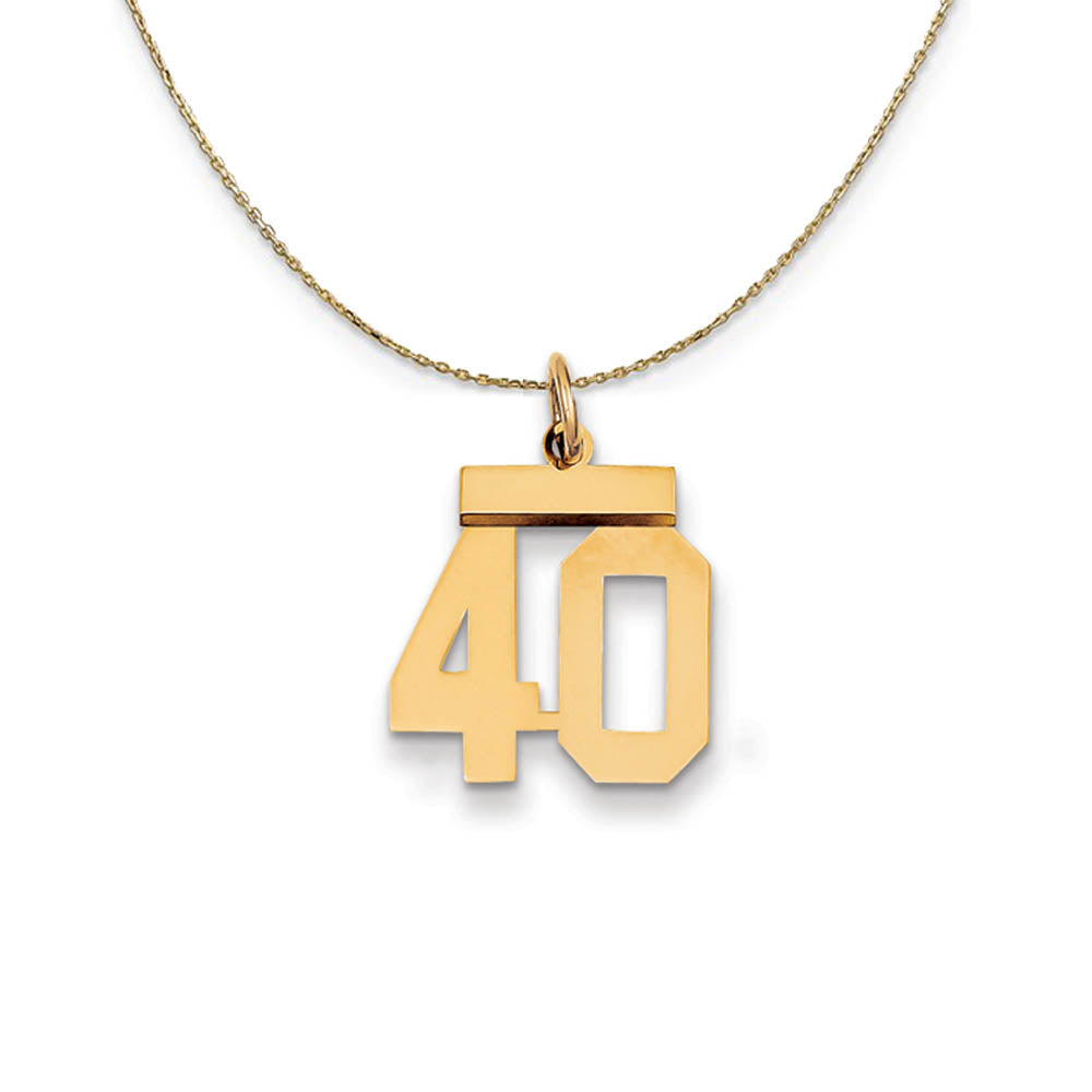 14k Yellow Gold, Athletic, Sm Polished Number 40 Necklace, Item N19710 by The Black Bow Jewelry Co.