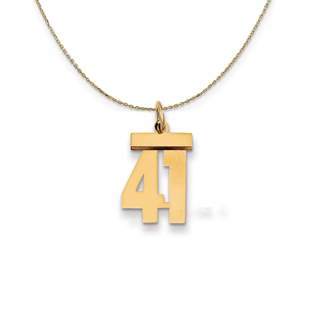 14k Yellow Gold, Athletic, Sm Polished Number 41 Necklace, Item N19711 by The Black Bow Jewelry Co.