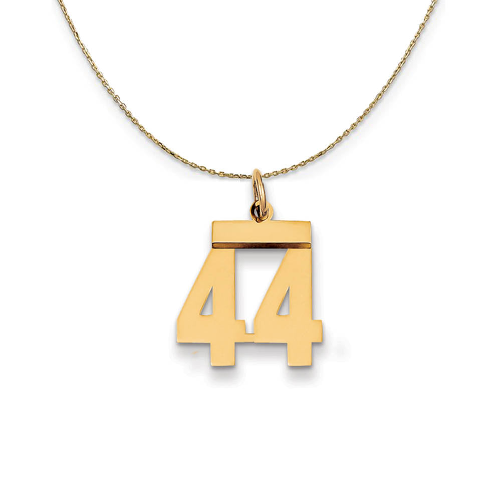 14k Yellow Gold, Athletic, Sm Polished Number 44 Necklace, Item N19714 by The Black Bow Jewelry Co.