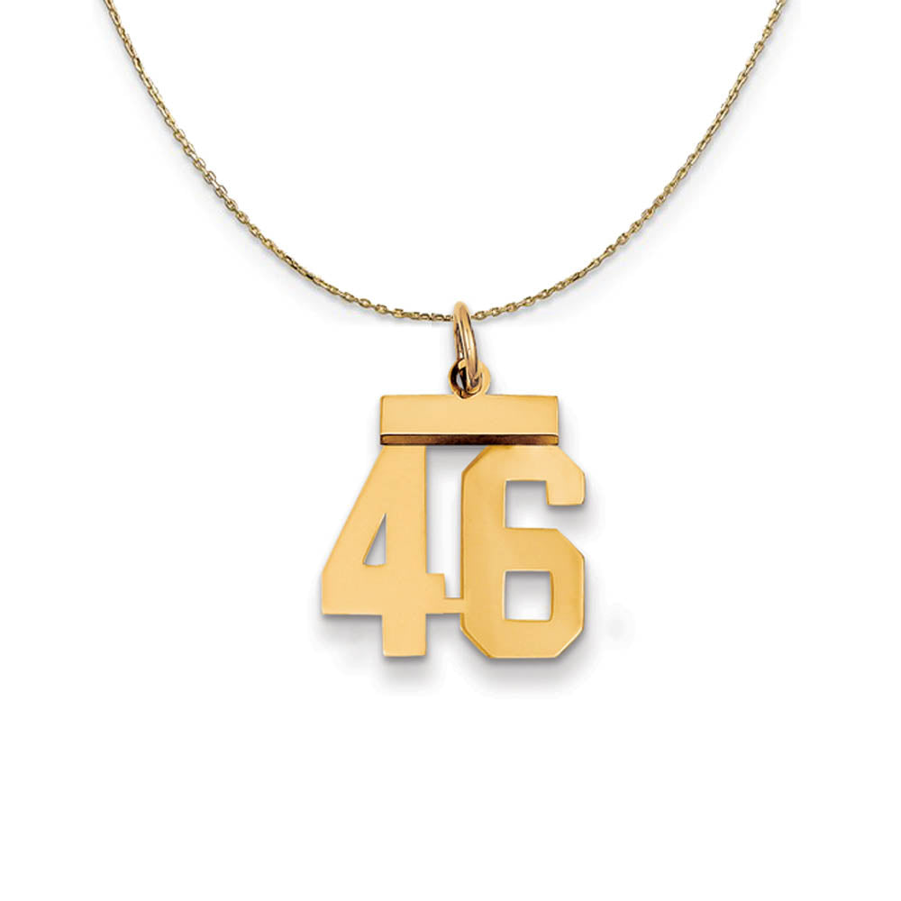 14k Yellow Gold, Athletic, Sm Polished Number 46 Necklace, Item N19716 by The Black Bow Jewelry Co.