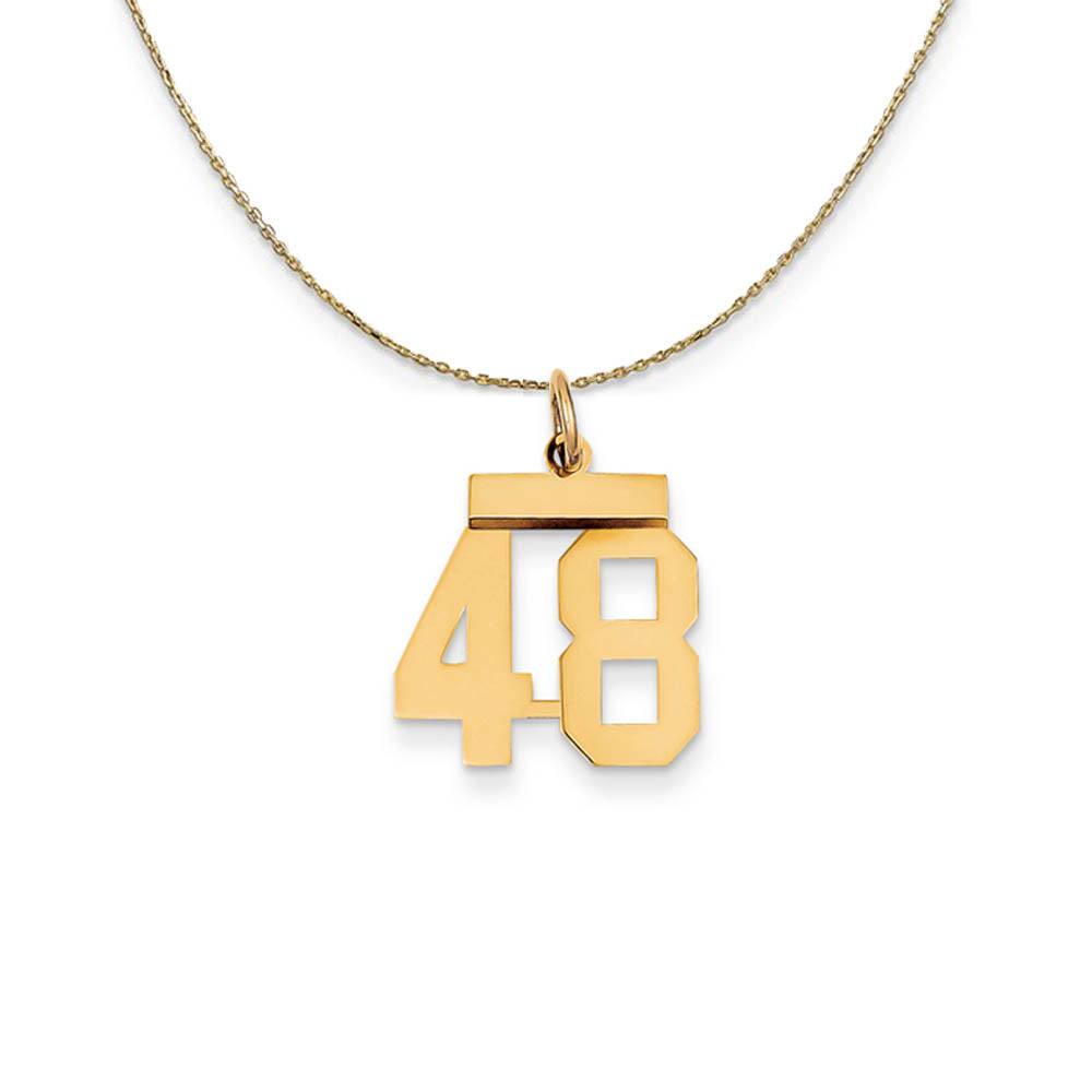 14k Yellow Gold, Athletic, Sm Polished Number 48 Necklace, Item N19718 by The Black Bow Jewelry Co.