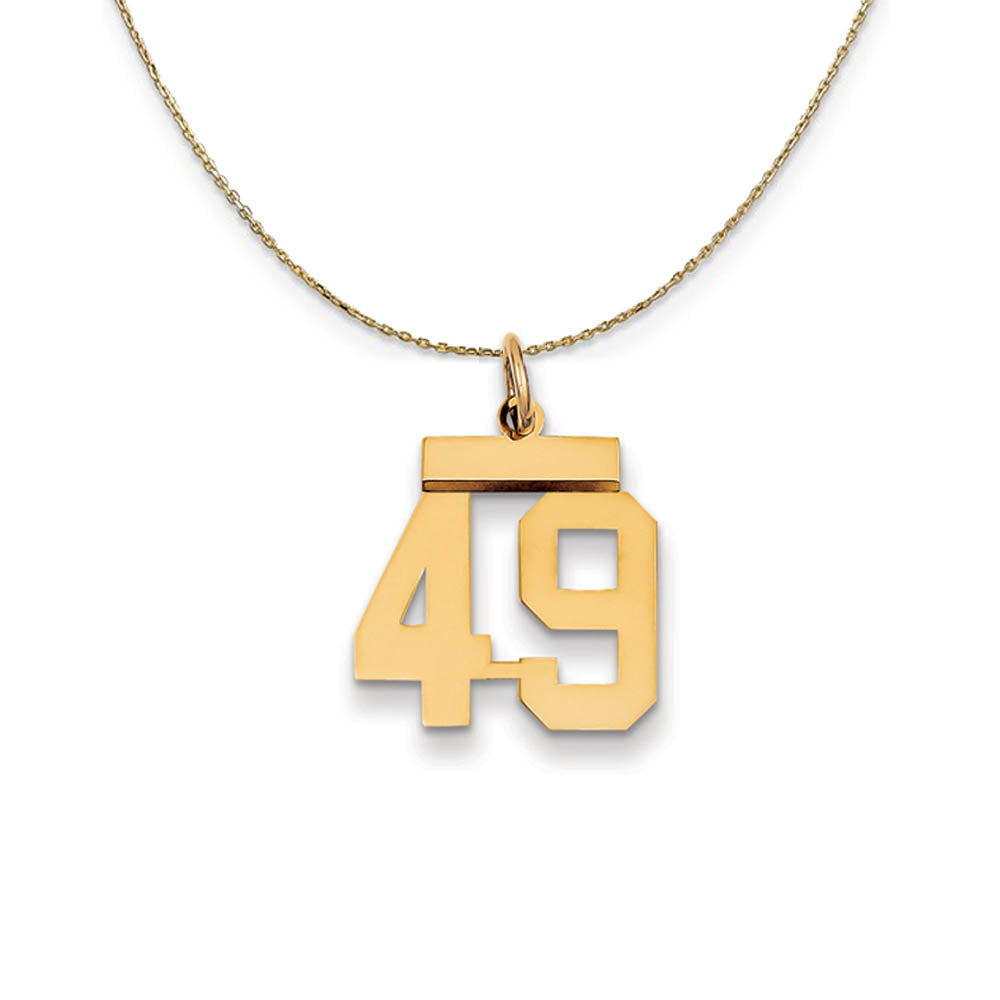 14k Yellow Gold, Athletic, Sm Polished Number 49 Necklace, Item N19719 by The Black Bow Jewelry Co.