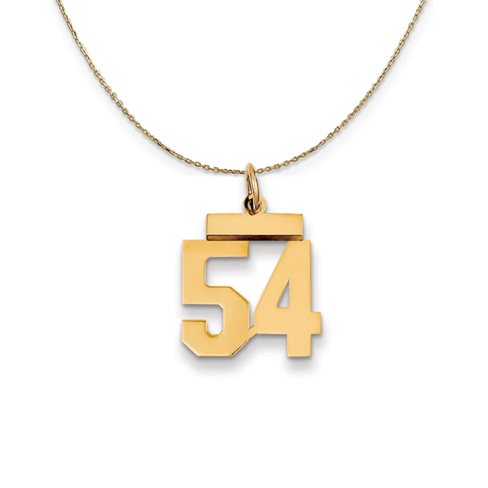 14k Yellow Gold, Athletic, Sm Polished Number 54 Necklace, Item N19725 by The Black Bow Jewelry Co.