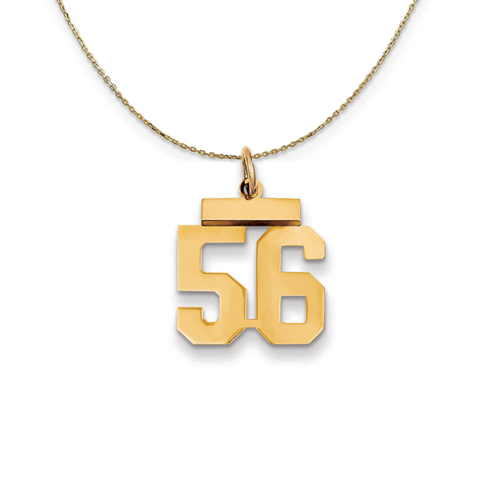 14k Yellow Gold, Athletic, Sm Polished Number 56 Necklace, Item N19727 by The Black Bow Jewelry Co.