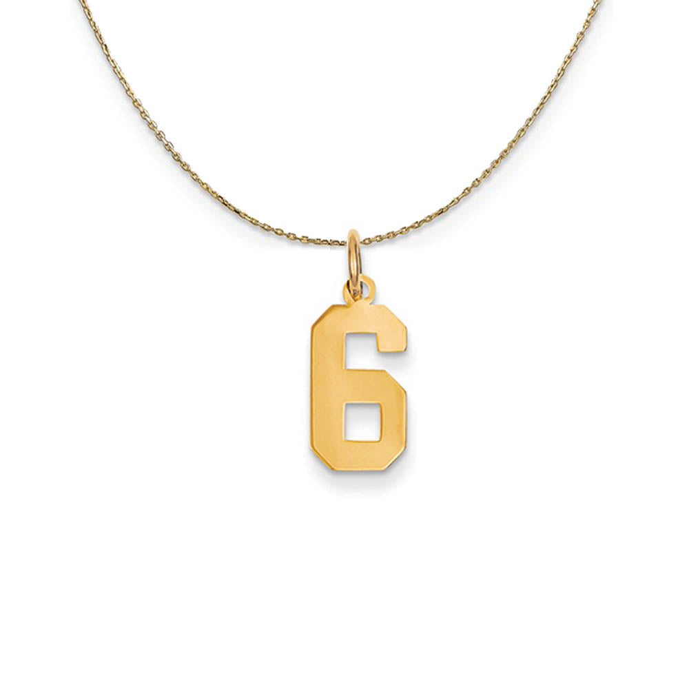 14k Yellow Gold, Athletic, Sm Polished Number 6 Necklace, Item N19731 by The Black Bow Jewelry Co.