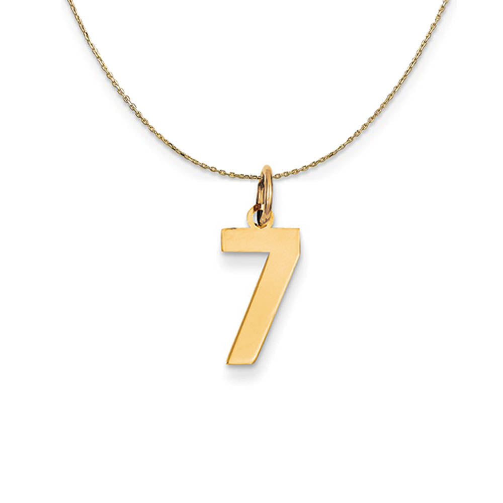 14k Yellow Gold, Athletic, Sm Polished Number 7 Necklace, Item N19742 by The Black Bow Jewelry Co.