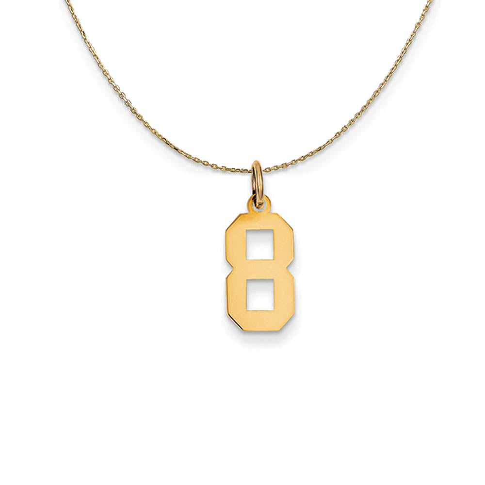 14k Yellow Gold, Athletic, Sm Polished Number 8 Necklace, Item N19753 by The Black Bow Jewelry Co.