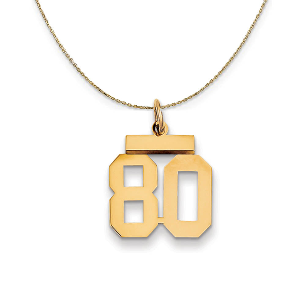 14k Yellow Gold, Athletic, Sm Polished Number 80 Necklace, Item N19754 by The Black Bow Jewelry Co.