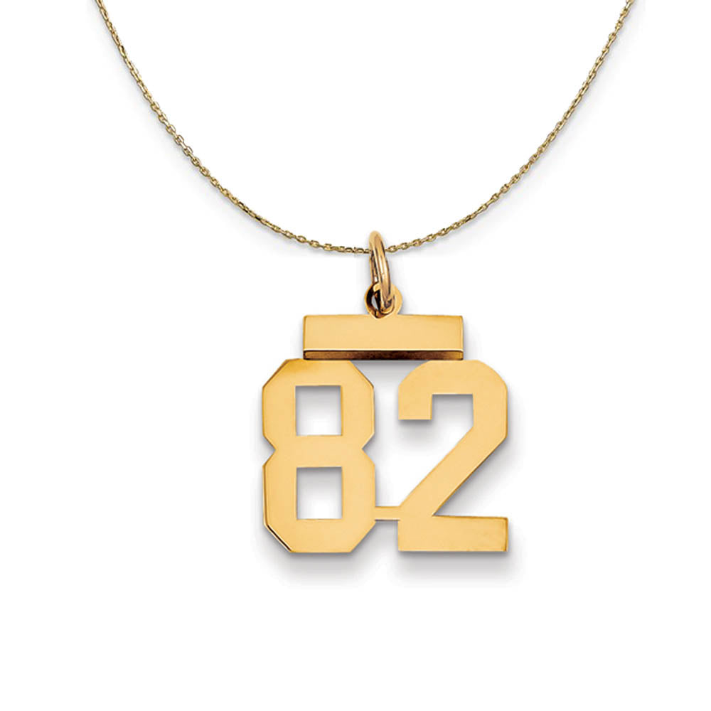 14k Yellow Gold, Athletic, Sm Polished Number 82 Necklace, Item N19756 by The Black Bow Jewelry Co.
