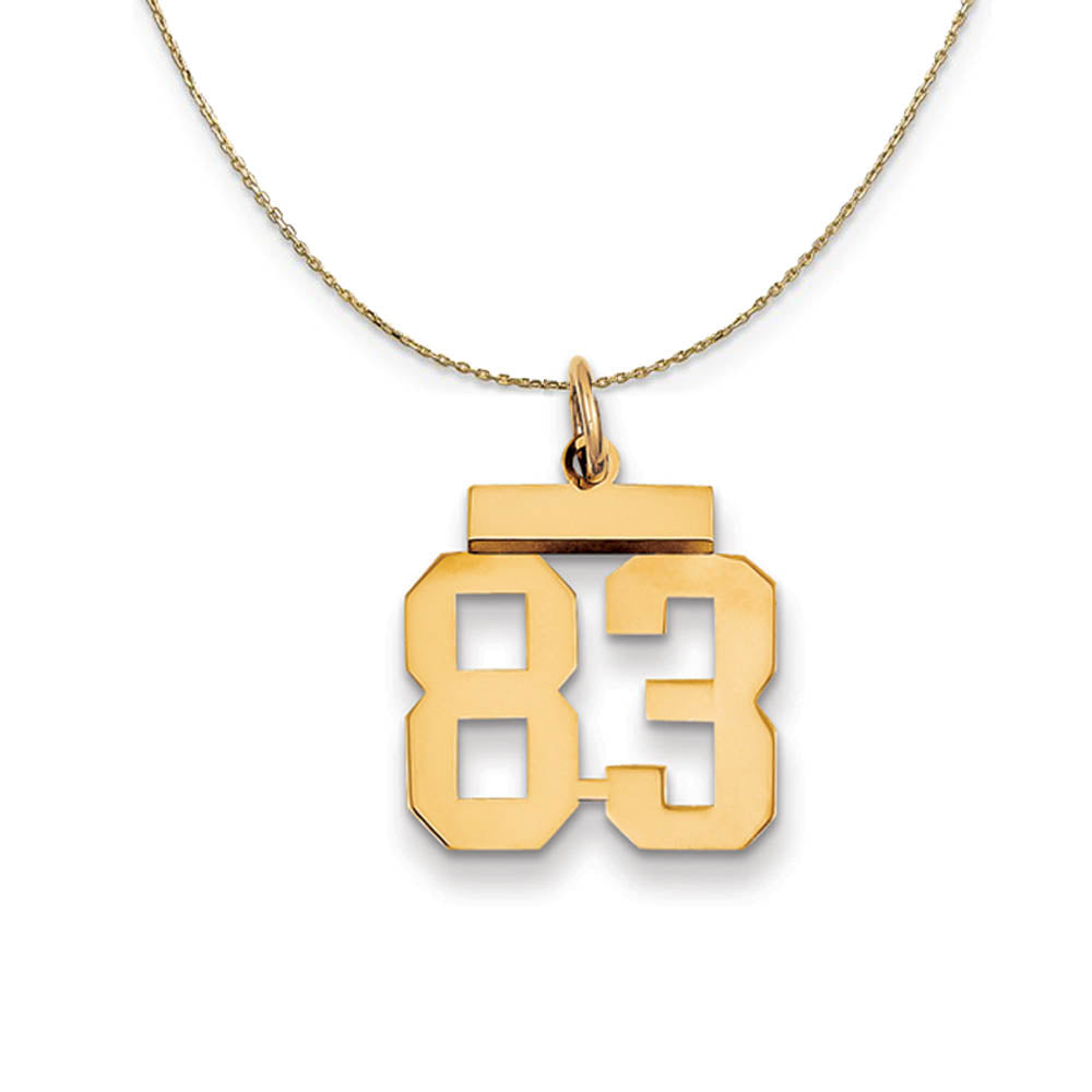 14k Yellow Gold, Athletic, Sm Polished Number 83 Necklace, Item N19757 by The Black Bow Jewelry Co.