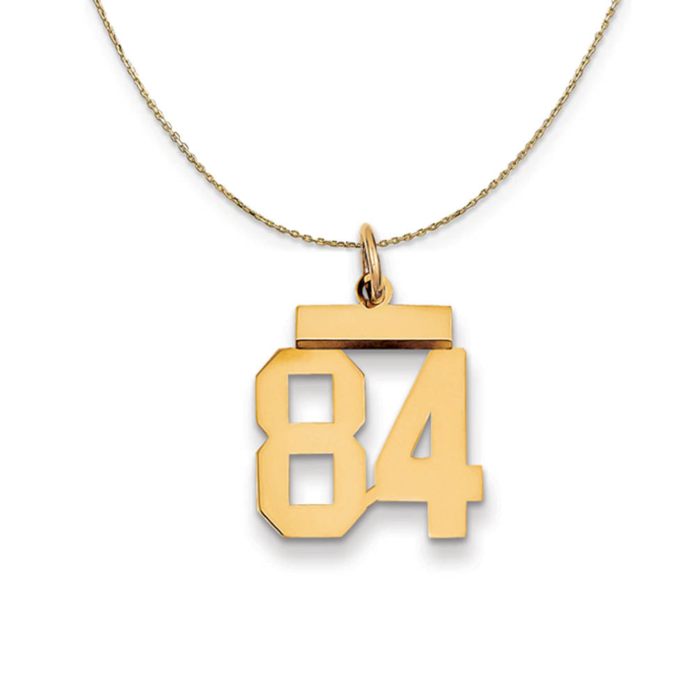 14k Yellow Gold, Athletic, Sm Polished Number 84 Necklace, Item N19758 by The Black Bow Jewelry Co.